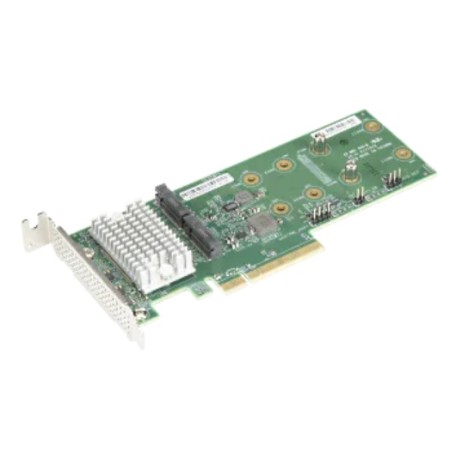 ซุปเปอร์ไมโคร AOC-SLG3-2H8M2 RAID Carrier 2-Port M.2 Hybrid NVMe or SATA3 PCIe x8 RAID 0
